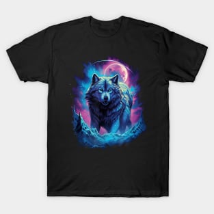 Lone Wolf Howling on Moon - Funny Wolves T-Shirt